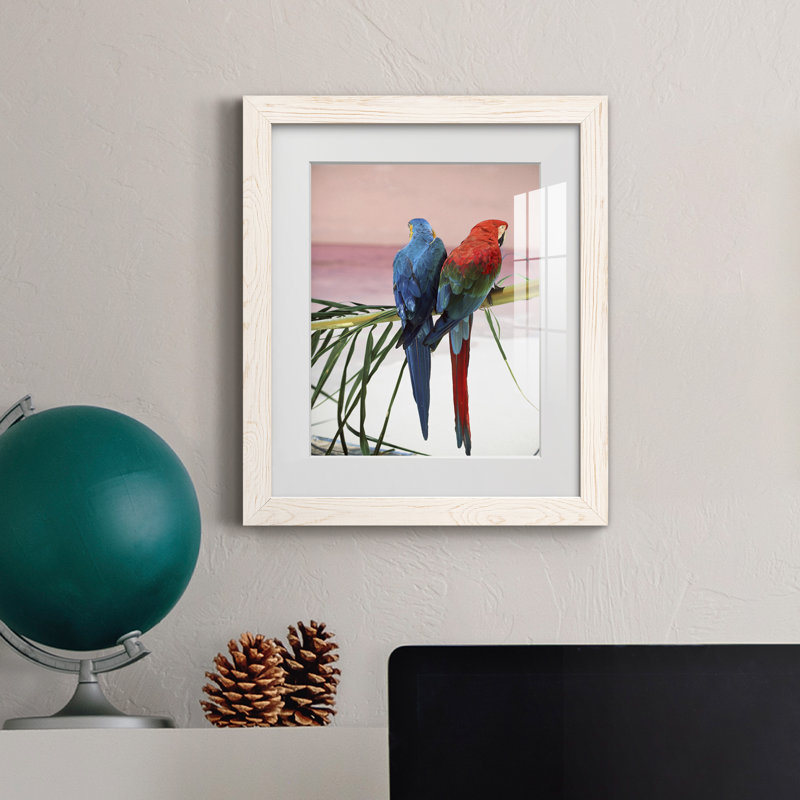 Palmier perroquet - peinture encadrée, H 20 po x l 17 po x P 1,5 po, Toile blanche encadrée