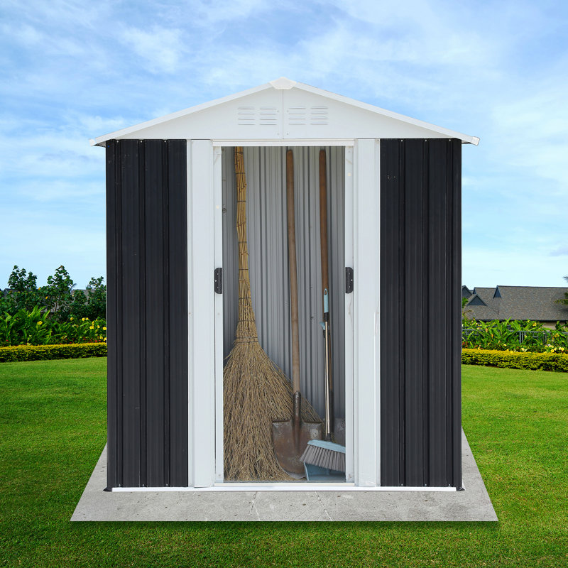 Sliding Door Garden Shed for Outdoors Storage 5x3 ft with Apex Roof Design - Grey