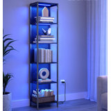 70.3'H LED Bookshelf, Display Shelf With Dimmable Lights