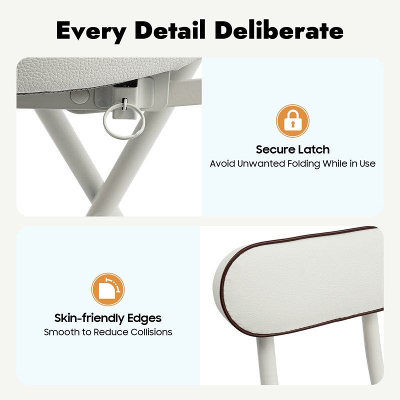 2PCS Folding Stool  High Chairs, White