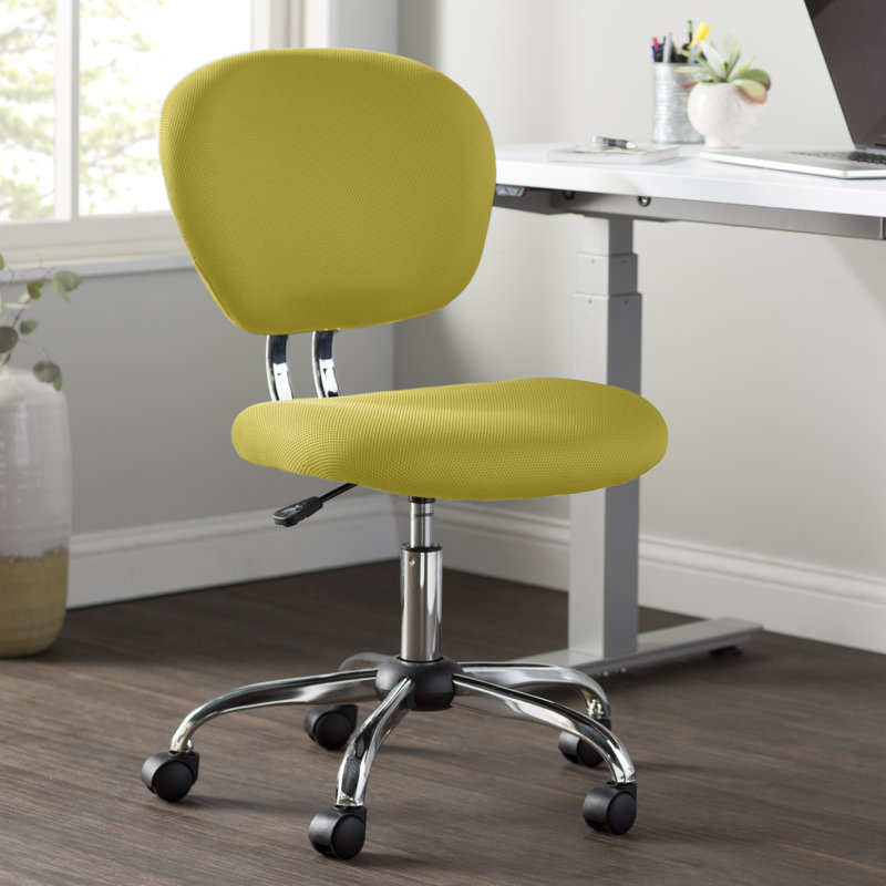 Chaise de bureau pivotante en maille, Jaune, Fixe