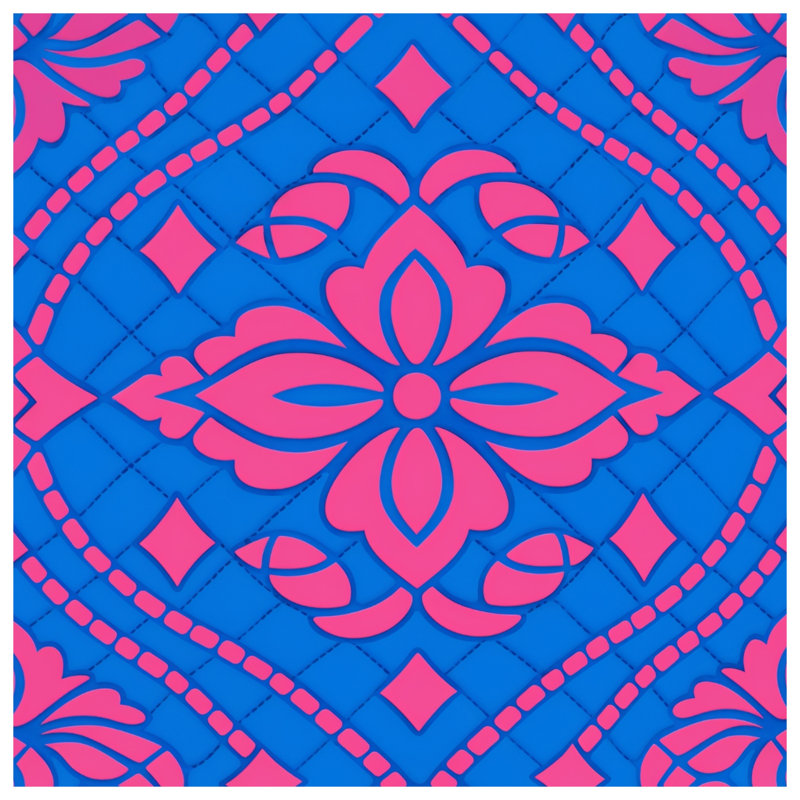  Blue Floral Quilted Thin Bedspread, King