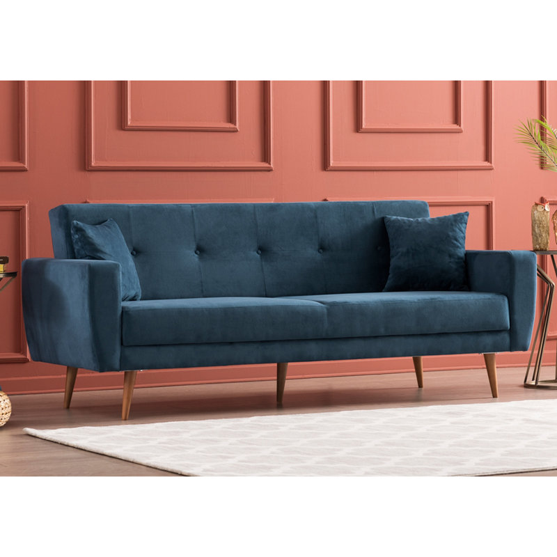 Canapé-lit rembourré 85,8 po Rueter, Polyester à 100 % bleu foncé