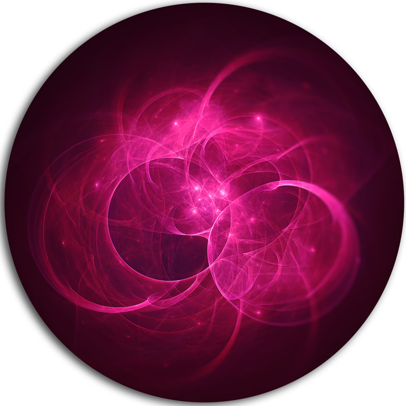 « lueuring magenta cercles », impression sur métal, H 23 po x l 23 po x P 1 po