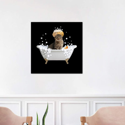 Fun Kitty Bath 4 by Marcus Prime - Wrapped Canvas Print
