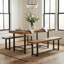 4-Person Solid Wood Dining Table Set, 3-Piece Dining Table With 2 Dining Benches For Kitchen