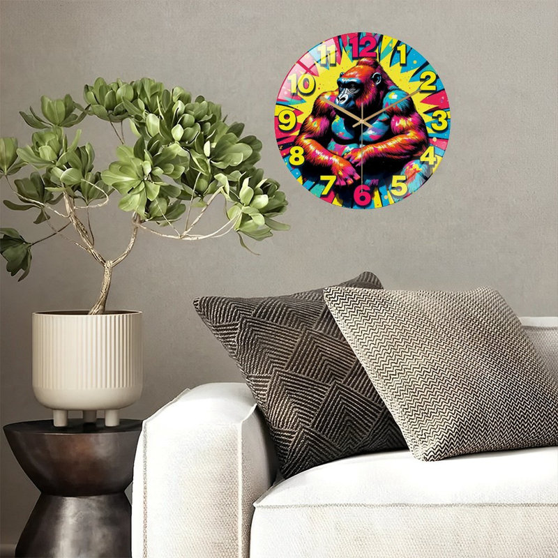 Horloge murale colorée et artistique Gorilla