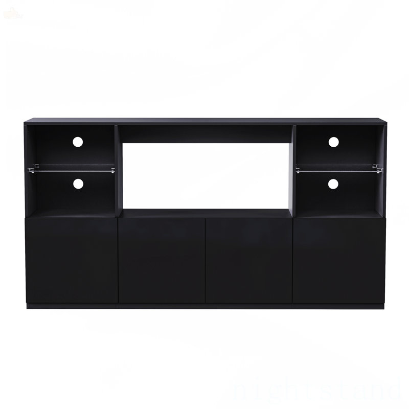 Meuble télé ultrabrillant avec lumières DEL, Noir