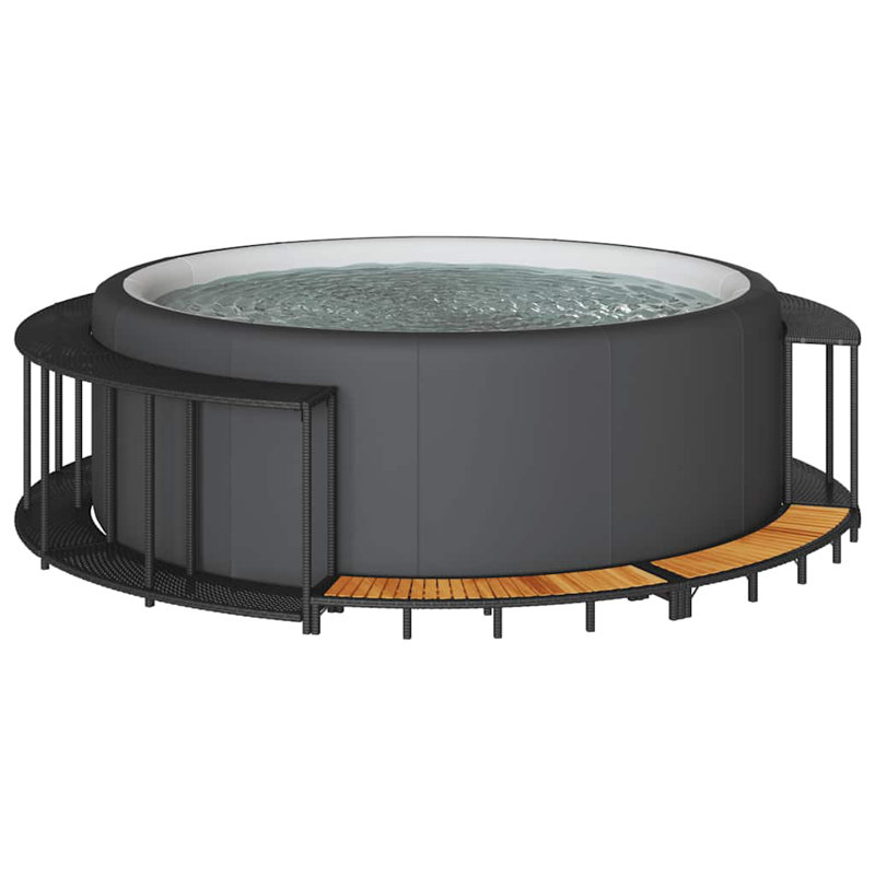 Contour de spa en rotin Vidaxl, Noir