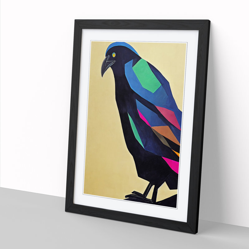 Raven Bird Abstract Vol.1 - Single Picture Frame Print, 64cm H x 46cm W x 2cm D, Walnut