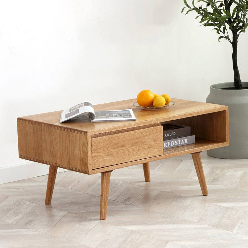 Table basse moderne simple en bois massif, H 15,7 po x l 39,4 po x P 19,7 po