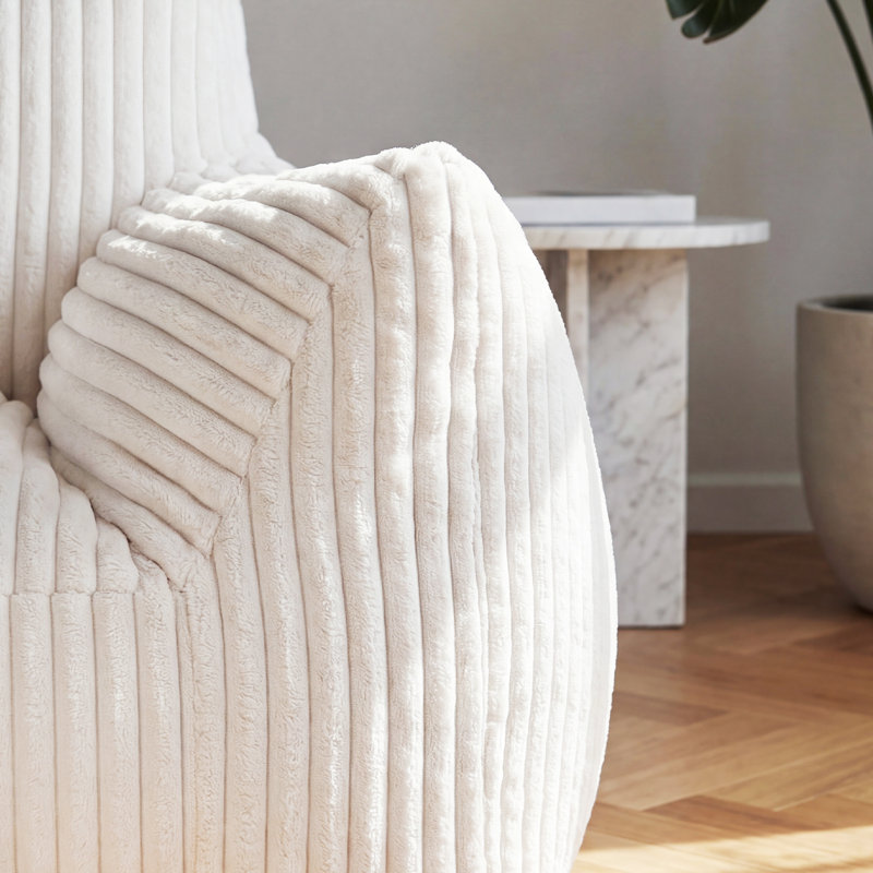 Ensemble de 2 fauteuils à billes surdimensionnés en mousse de velours côtelé de 46 po avec repose-pieds (ensemble de 2)