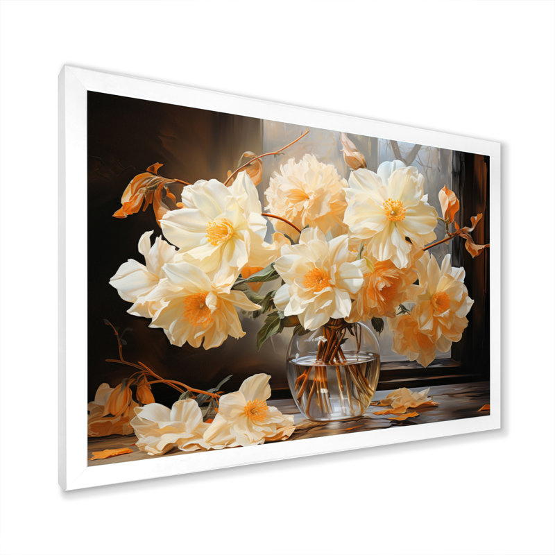 Impression sur toile White Affodils Romantic Impression II, H 30 po x l 40 po x P 1,5 po, Cadre simple blanc