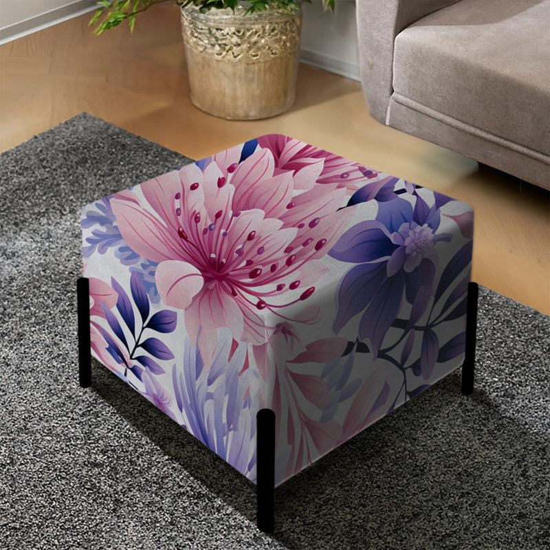 Violet Violet Floral Garden - Repose-pieds floral carré