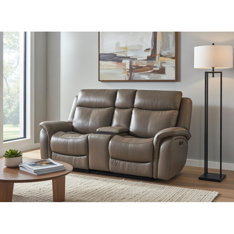 Causeuse inclinable électrique en cuir Grayson, Sable