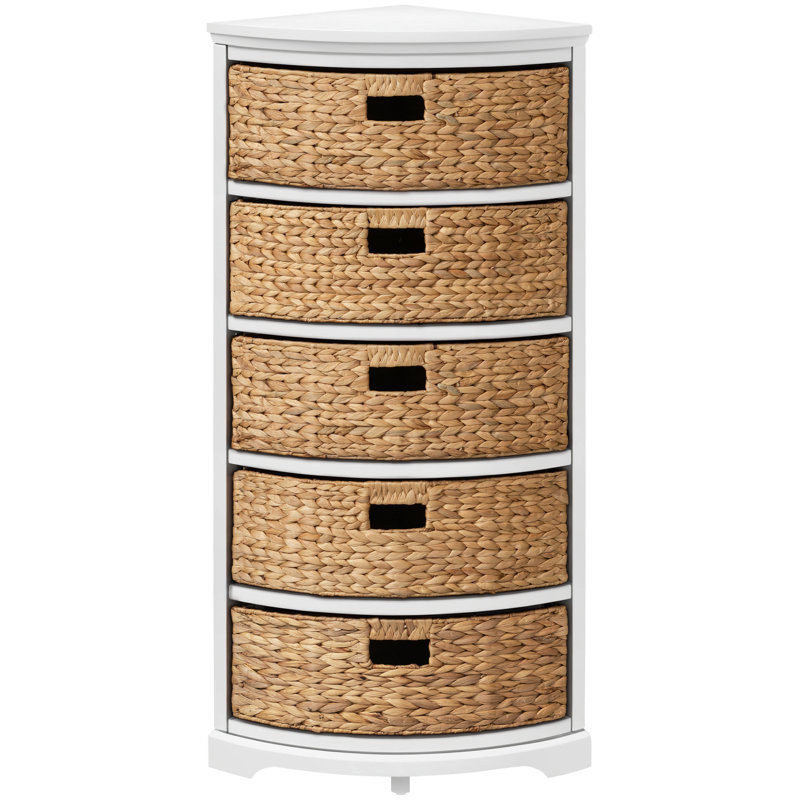 5 tiroirs de rangement en bois massif, Blanc