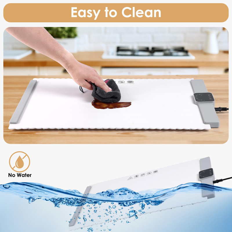 Plateau chauffant électrique, chauffage sur toute la surface, enroulable et portable, nano-matériau de silicone de qualité supérieure, 5 réglages de température, arrêt automatique, chauffe-plats polyvalent