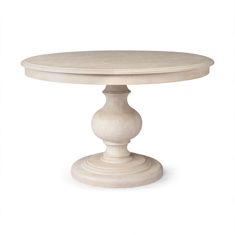 Maven Lane Zola Traditional Round Wooden Dining Table in Antiqued Finish, White