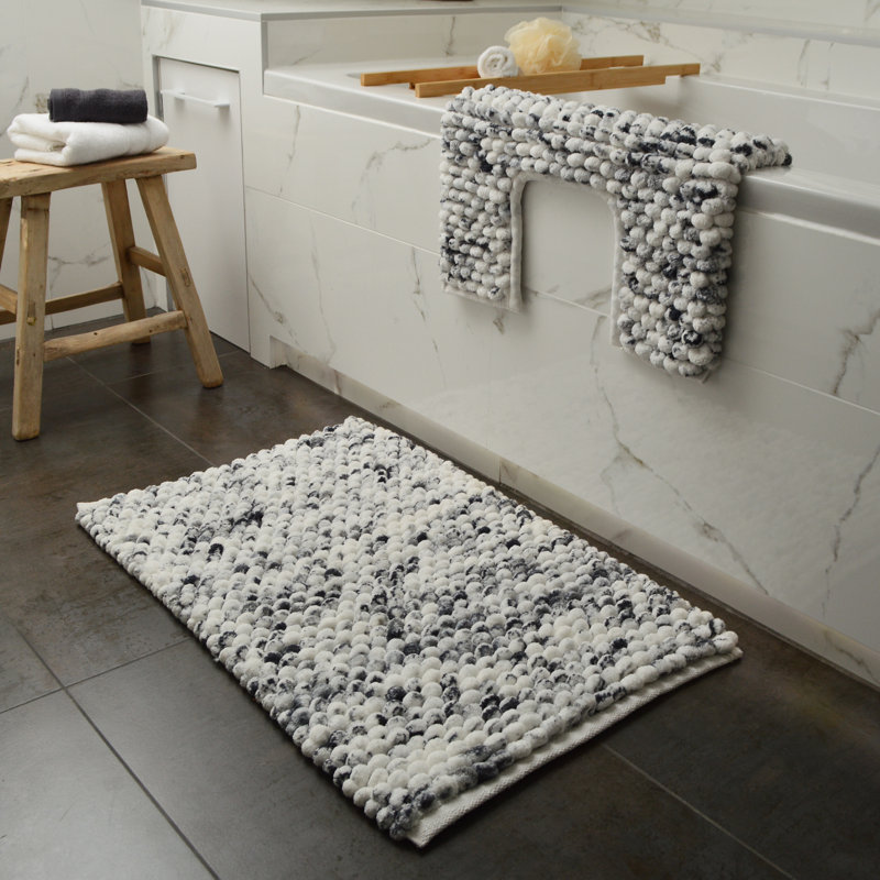 Rumia Cotton Blend Non-Slip Contour Mat, Dark Grey