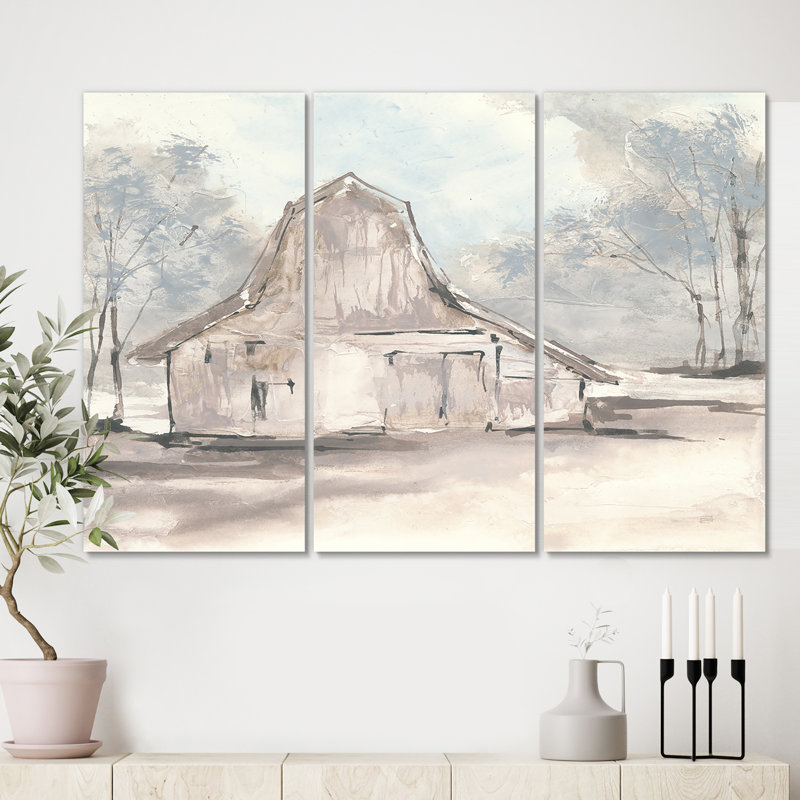 « campagne grange gray vi », reproduction d’image multi-pièces sur toile, H 28 po x l 36 po x P 1 po