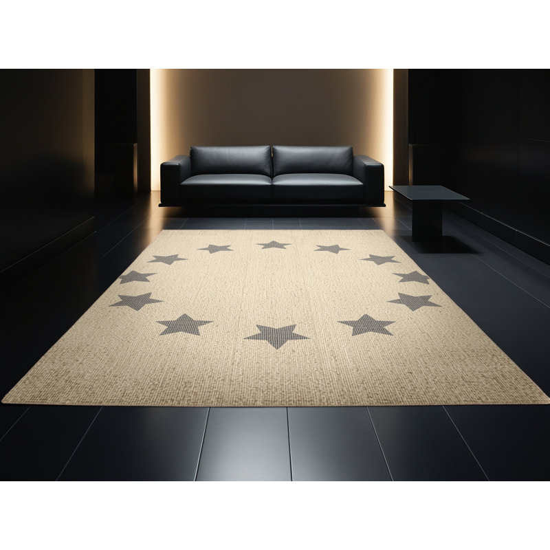 Machine Washable Ahart July 4Th Modern & Contemporary Abstract Rug in Beige – Beige Binding, 3x5