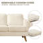 Canapé modulaire rembourré réversible de 84 po avec méridienne, repose-pieds et pieds en bois massif Havens-410080308