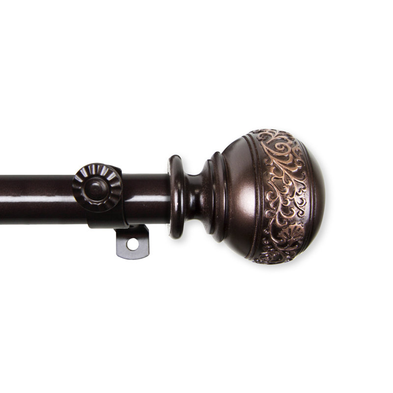 Ensemble de tringle à rideaux simple et quincaillerie pour baie vitrée à 4 côtés Solon, Cacao, 18 po à 28 po (chaque côté)