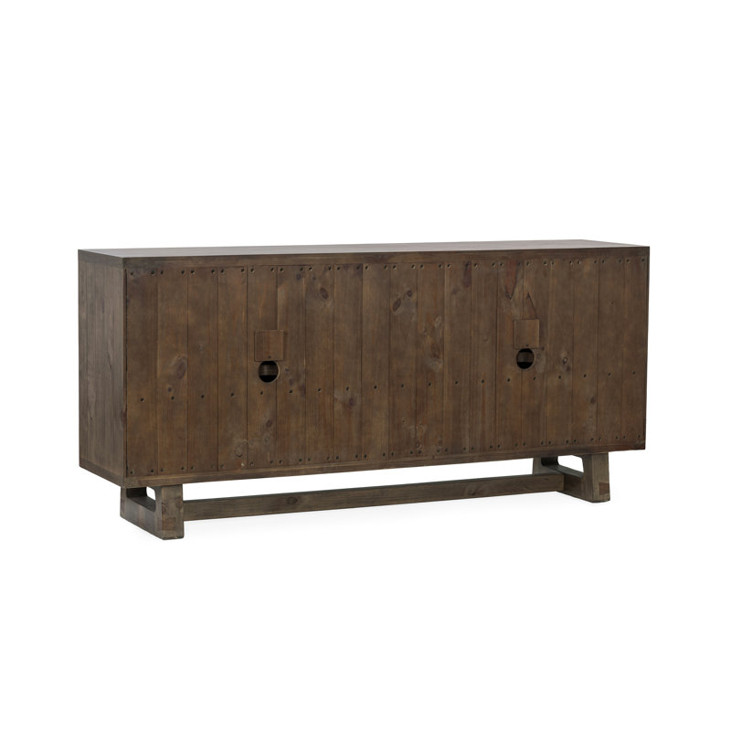Lyra 78" Reclaimed Pine Wood Buffet Sideboard In Smoke Brown