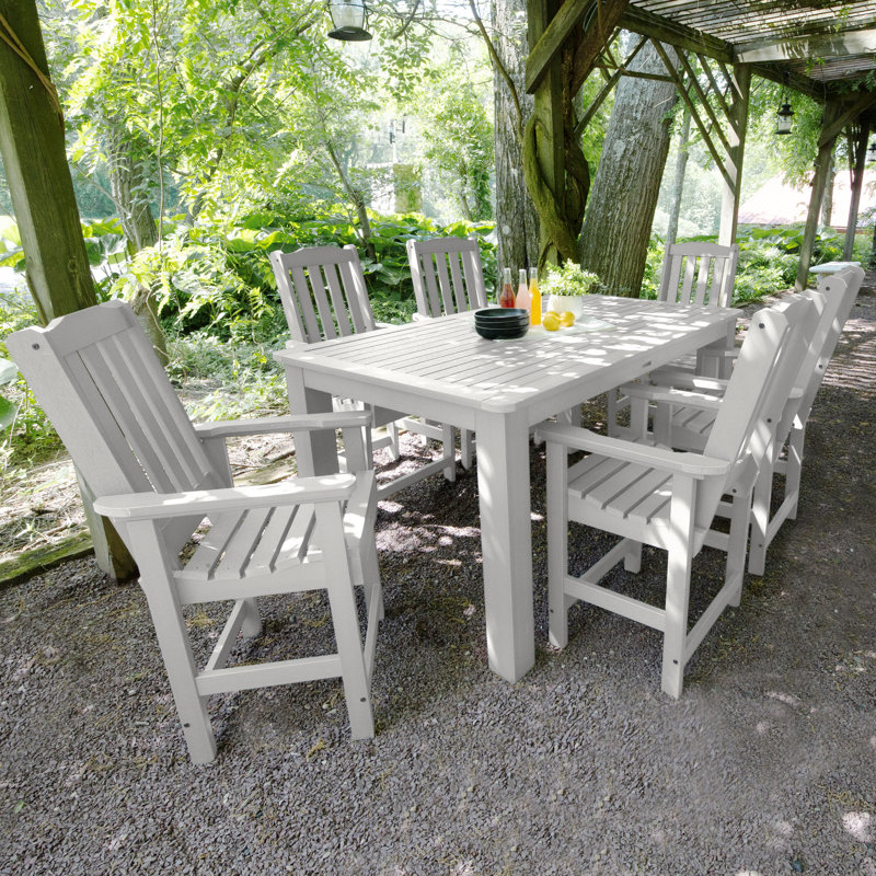Midwest 6 - Person Patio Dining Set with Rectangular Table, White, 36'' H x 42'' W x 72'' L