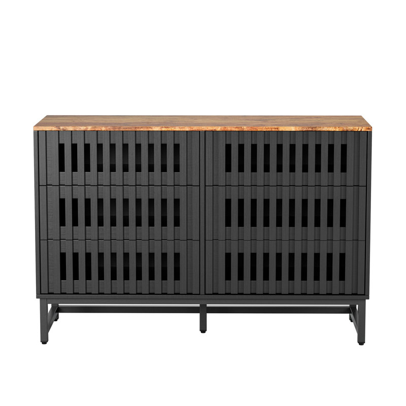 Commode double 6 tiroirs avec grille rayée