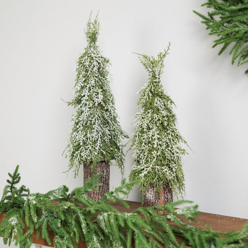 Mini arbre de Noël artificiel pin cèdre glacé 18 po, non éclairé
