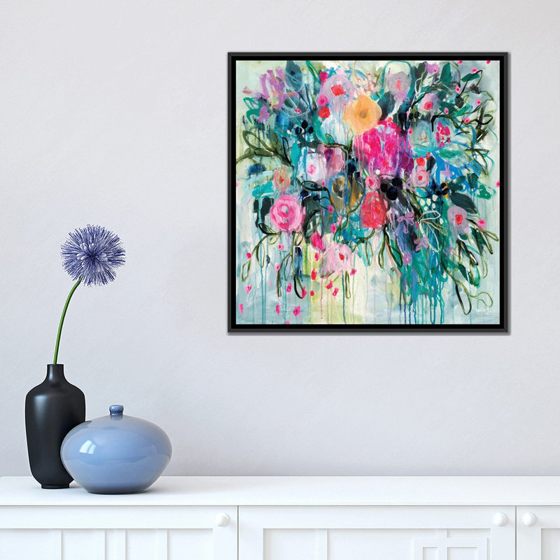 « nées botanique », impression sur toile, H 18 po x l 18 po x P 1,5 po, Toile avec cadre noir, Pas de tapis