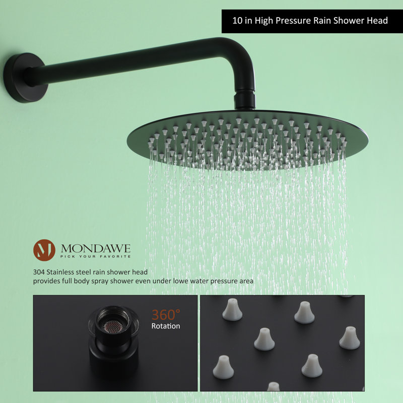 Matte Black Stainless Steel Rain Shower System with Handheld