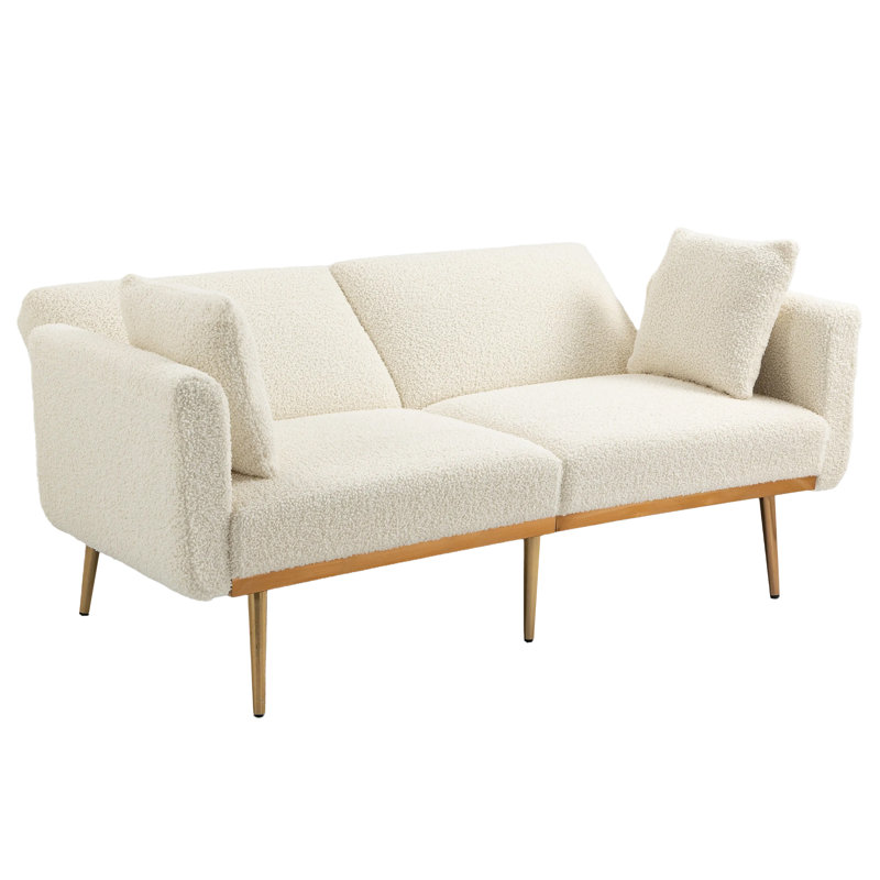 Adalaide 2 Seater Velvet Sofa Bed, White