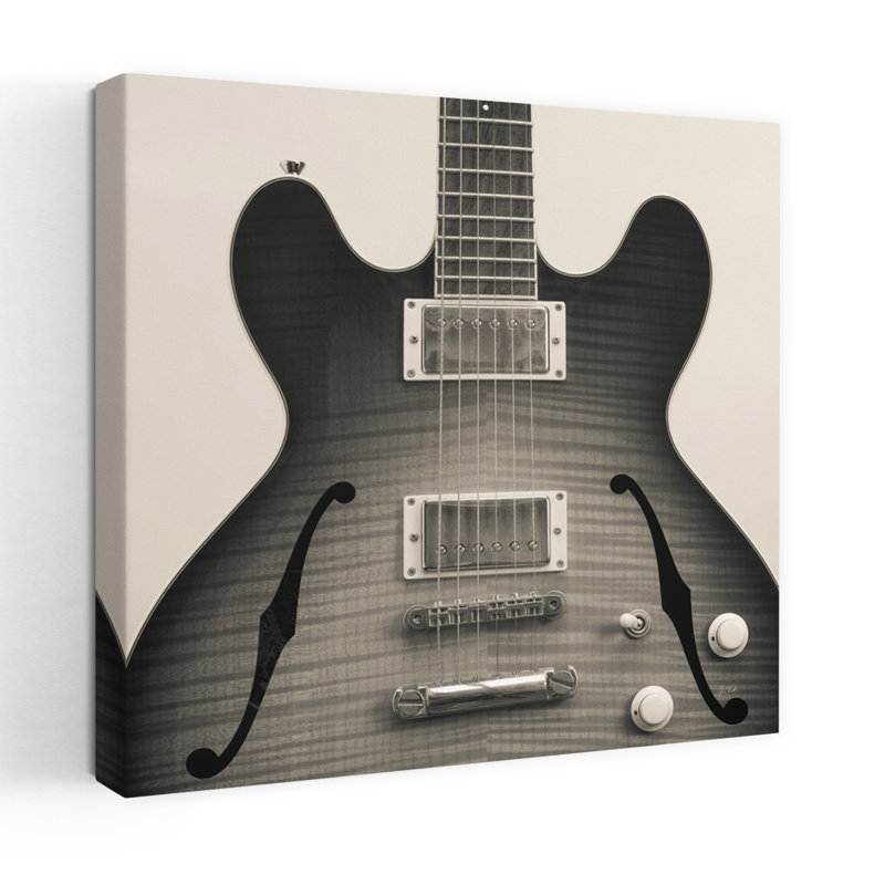 Guitare III, art contemporain abstrait, H 18 po x l 18 po