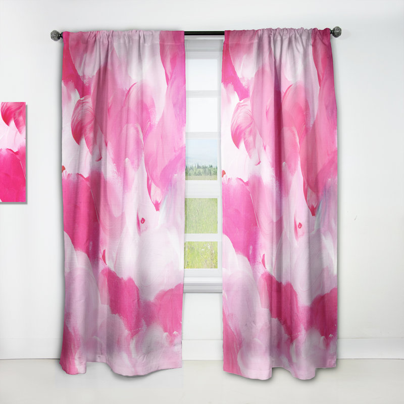 Fuchsia et nuages liquides roses - Rideau abstrait - Velours obscurcissant - 1 panneau, Rose, L 52 po x L 63 po, Rose / blanc