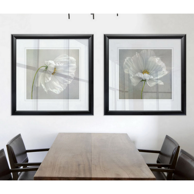 «Daisy Détail I», ensemble de 2 reproductions encadrées sur papier, Cadre noir