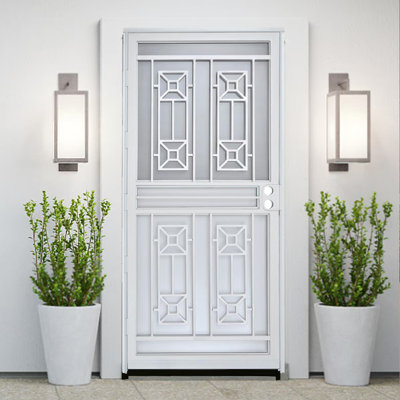 Porte de sécurité de luxe en acier Grisham, porte de tempête en fer 36 x 80 po, blanc