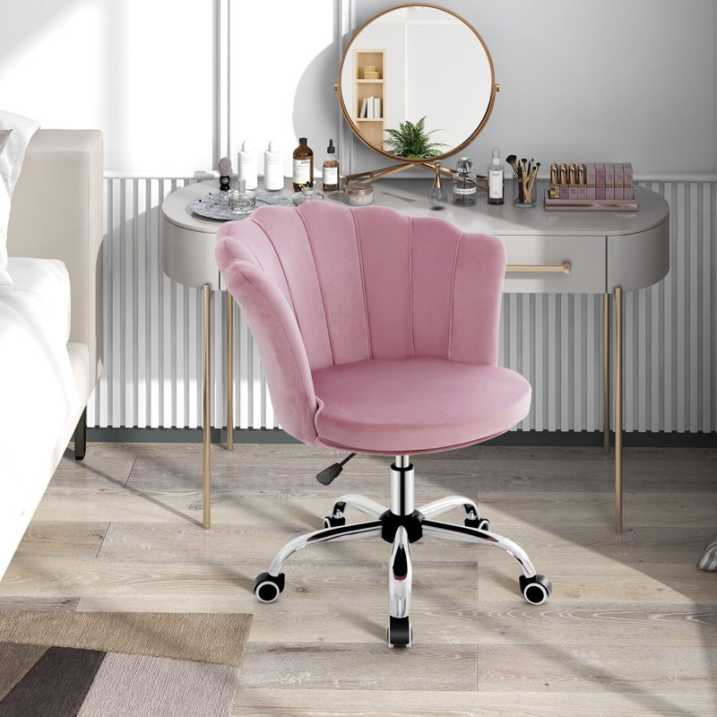 Tarango 45cm H Velvet Upholstered Metal Side Chair in Pink