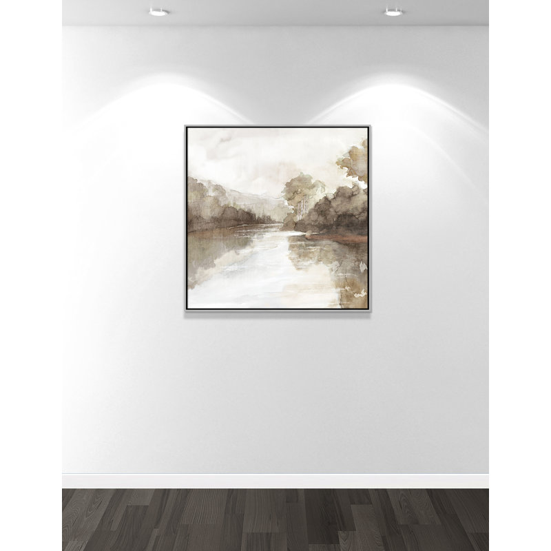 «Fall Nature Print» par Eva Watts, Toile avec cadre, Flottant argent, L 37,5 po x H 37,5 po