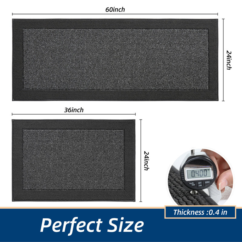 Kitchen Mats Set of 2 Non-Slip Kitchen Rugs for Floor, Absorbent and Stain Resistant Kitchen Runner, Machine Washable Rugs for Kitchen, Laundry & Sink