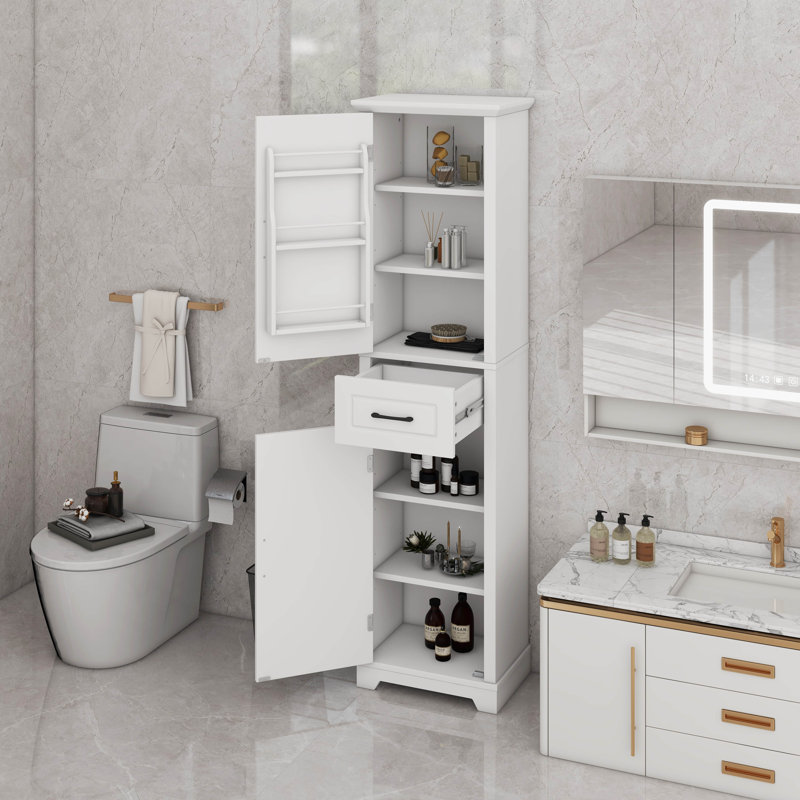 Grande armoire de rangement pour salle de bain avec tablettes réglables