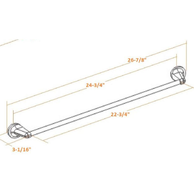 Alta Bay Wall-Mounted Towel Bar 18-inch, Brushed Nickel Finish, 3" H x 24" W x 3.06" D