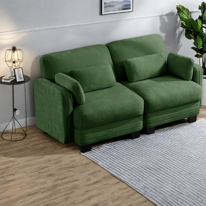 Canapés modulaires à compression, causeuse modulaire en chenille verte, canapé moderne