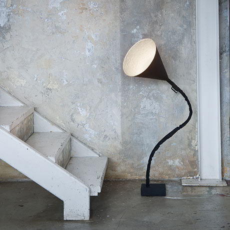 Black Arched Floor Lamp with Outlet