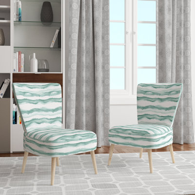Chaise rembourrée rayée - Chaise d'appoint verte et blanche River Lines