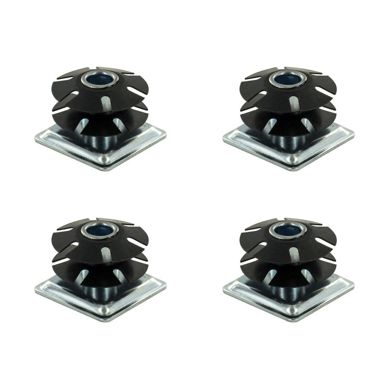 Insert de roulette à filetage étoile double Outwater Industries | Acier traité à la chaleur | Convient aux tubes carrés de 1-1 / 2 pouce de calibre 16 à 18 | FILETAGE: 5 / 16-18 | Paquet de 4