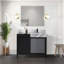 Ensemble de meuble-lavabo noir et gris l 36 po x P 22 po, comptoir en marbre gris château et robinet noir mat