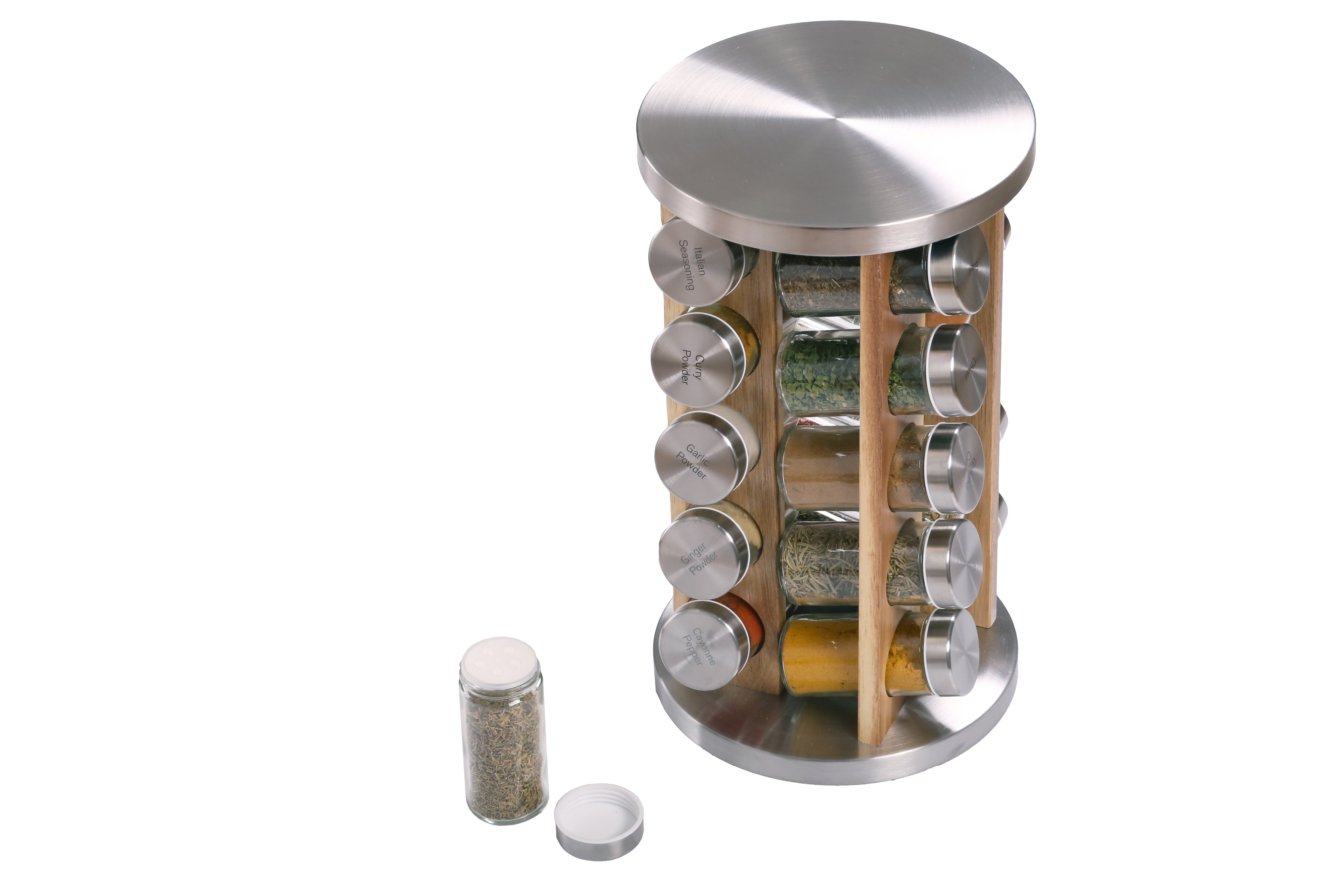 Kamenstein Heritage 20-Jar Revolving Pre-Filled Countertop Spice Rack  Organizer Stainless Steel with Free Spice Refills for 5 Years 