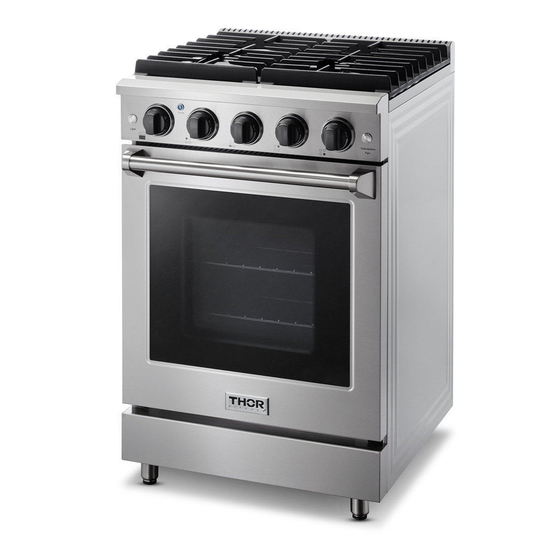 Thor Kitchen 24" 3.73 Cubic Feet Smart Natural Gas Free Standing Range with 4 Burners Thor Kitchen